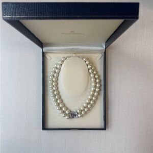 Brooks Brothers Sterling Silver Double Strand Glass Pearl Necklace - NEW!